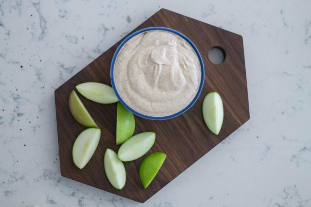 Cinnamon Fruit Dip with Chobani - just four ingredients! Perfect for Game Day or a Holiday Party!! #MadeWithChobani