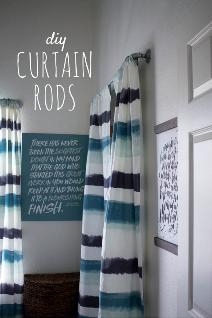 DIY Galvanized Pipe Curtain rods! I Love these so much - I've seen stuff like this at West Elm but this is cheaper and more personal! The Minted curtains add a great touch!