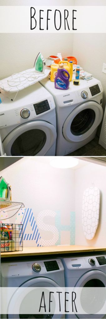 Our Tiny Laundry Room Reveal - You don't need to have a huge space to have a practical and beautiful laundry room! I love this closet laundry room! What a great use of a small space. Great idea for small laundry rooms! 