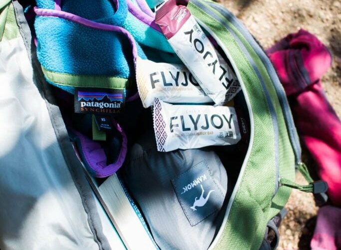 Camp Life with a Patagonia for the chilly night, FLYJOY bars for snacking & a Roo Kammok.