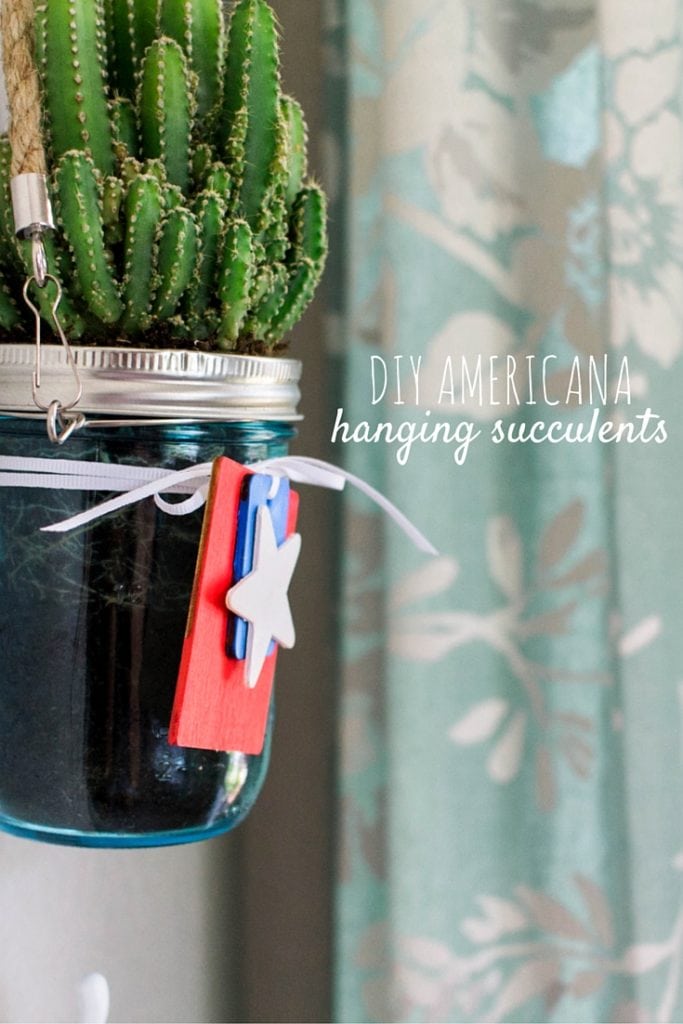 DIY Americana hanging succulents - perfect for the 4th of July!