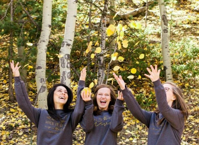 Colorado in the fall. Aspen leaves and fall sweatshirts!