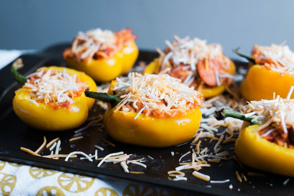 Stuffed Bell Peppers with al fresco chicken sausage!