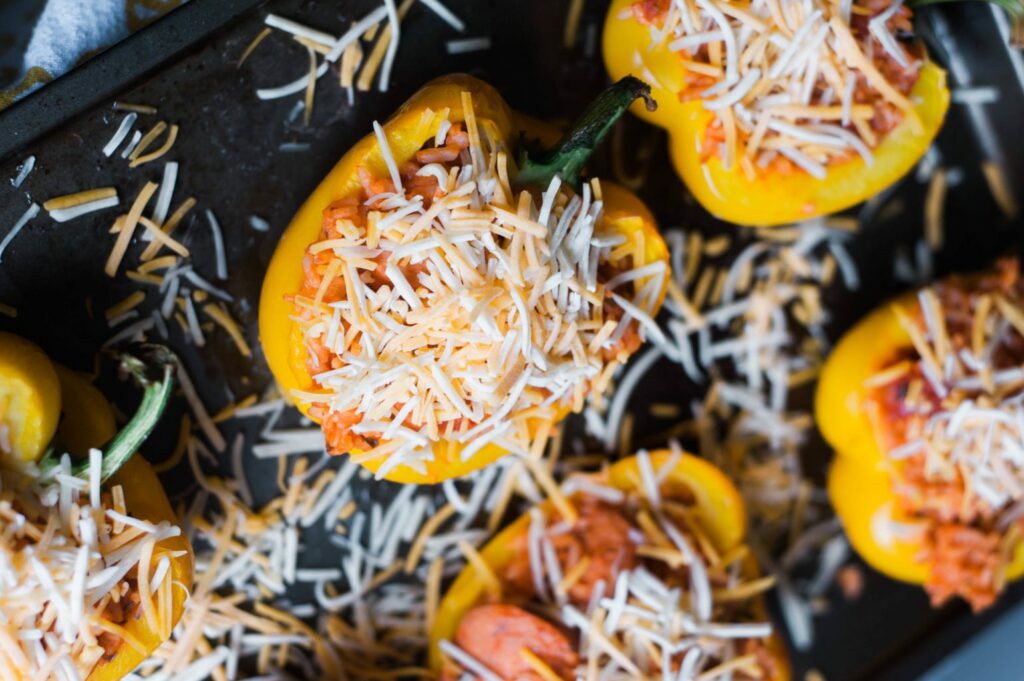 Stuffed Bell Peppers with al fresco chicken sausage!