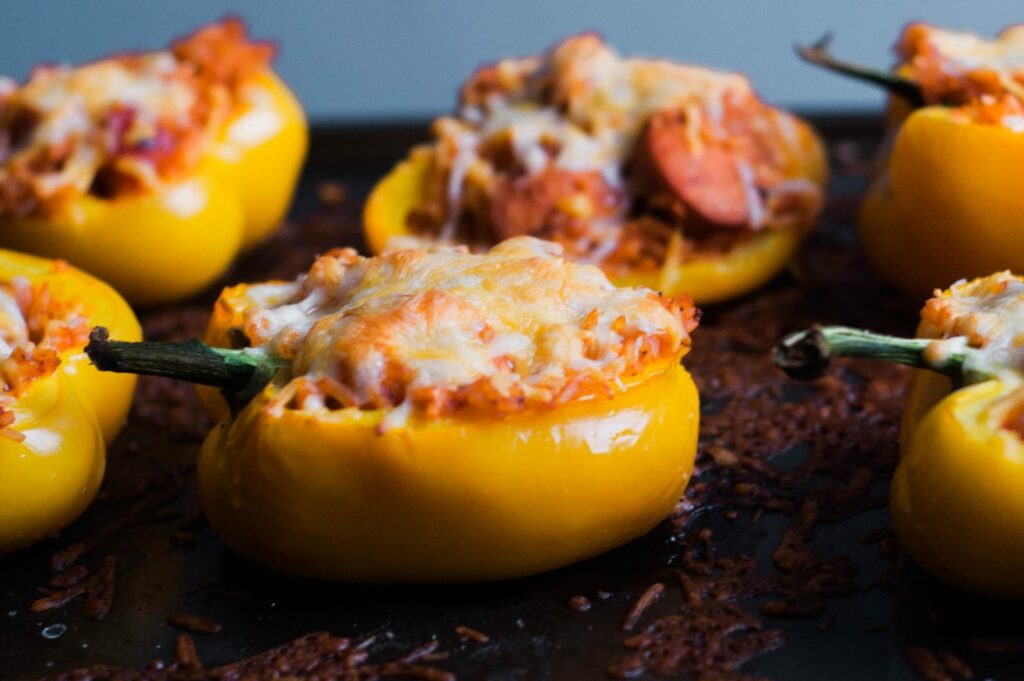 Stuffed Bell Peppers with al fresco chicken sausage!