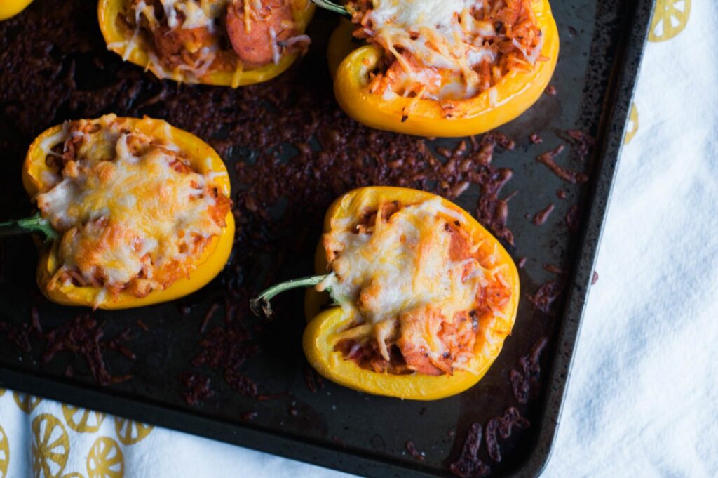 Stuffed Bell Peppers with al fresco chicken sausage!