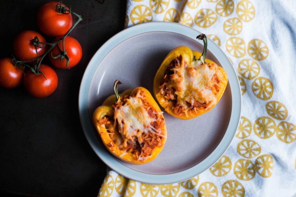 Stuffed Bell Peppers with al fresco chicken sausage!