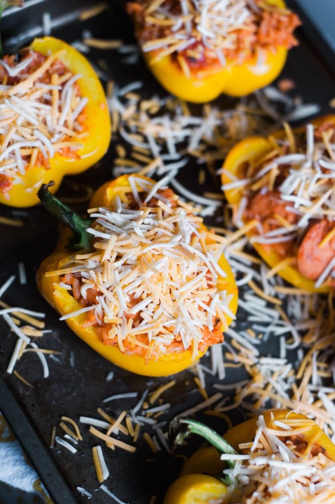 Stuffed Bell Peppers with al fresco chicken sausage!