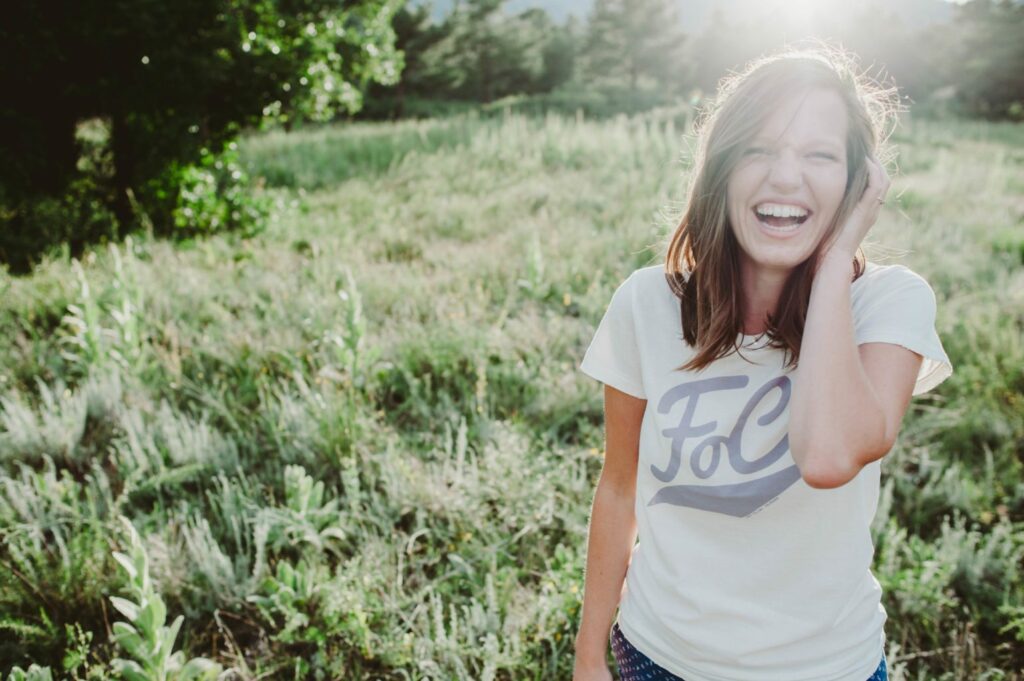 Elizabeth Mayberry Life Style Blogger at  Oak + Oats in Patagonia Shorts. Love the wildflowers and sunset.