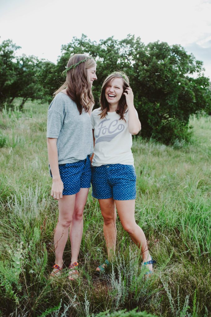 Elizabeth Mayberry Life Style Blogger at  Oak + Oats in Patagonia Shorts. Love the wildflowers and sunset.