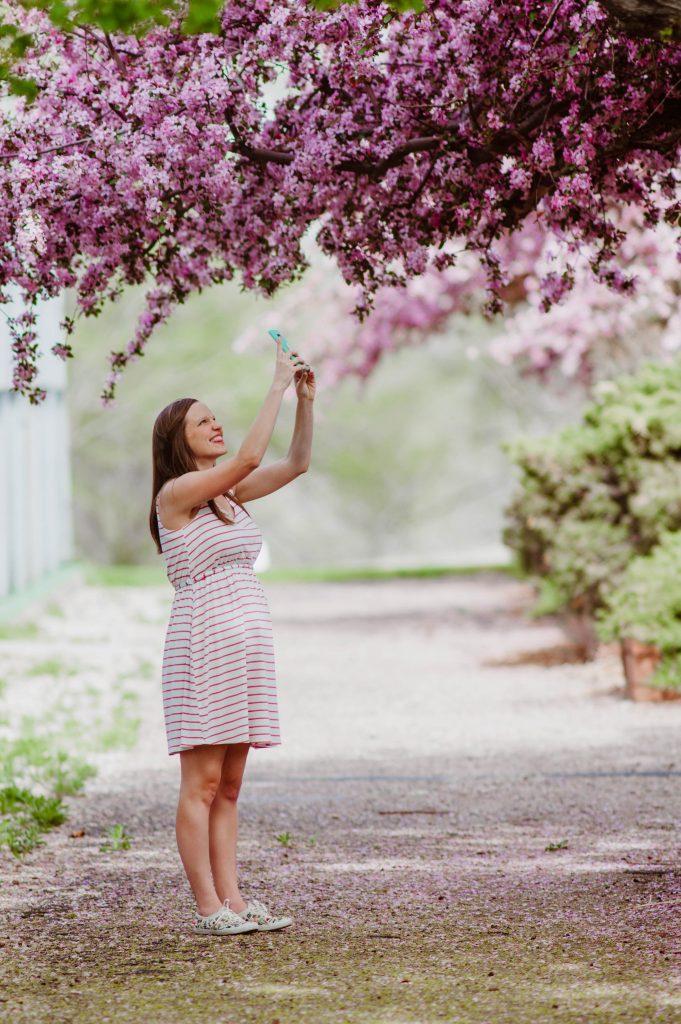 Dancing in Spring Blooms in my Maternity Dress - Oak + Oats