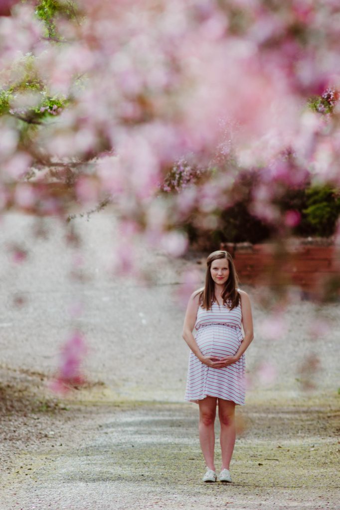Dancing in Spring Blooms in my Pink Blush Maternity Dress 