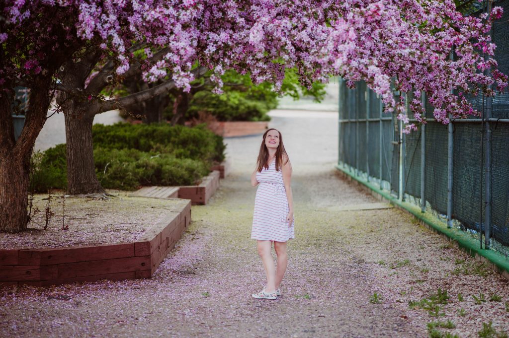 Dancing in Spring Blooms in my Maternity Dress - Oak + Oats